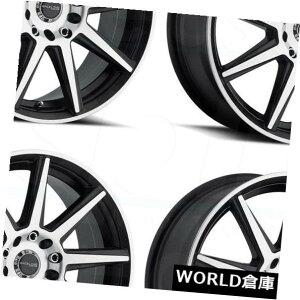 �C�O�A���z�C�[�� 15x7 Raceline 144M Storm 4x100 / 4x108 40���H�u���b�N�z�C�[�������Z�b�g�i4�j 15x7 Raceline 144M Storm 4x100/4x108 40 Machined Black Wheels Rims Set(4) �y���s�A���i�z