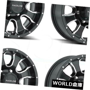 �C�O�A���z�C�[�� 15x6 Raceline 860M Mamba 5x5 / 5x127 0�@�B���H���ꂽ�u���b�N�z�C�[�������Z�b�g�i4�j 15x6 Raceline 860M Mamba 5x5/5x127 0 Machined Black Wheels Rims Set(4) �y���s�A���i�z