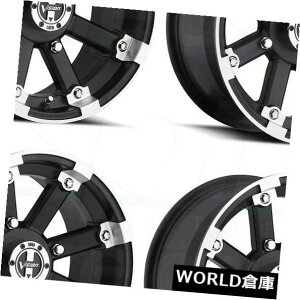 COAzC[ 14x7 Vision ATV 393bNAEg4x4 3ubN}VjOzC[Zbgi4j 14x7 Vision ATV 393 Lockout 4x4 3 Black Machined Wheels Rims Set(4)
