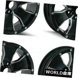 海外輸入ホイール 14x6イオントレーラー14 5x114.3 0ブラックマシンホイールリムセット（4） 14x6 Ion Trailer 14 5x114.3 0 Black Machined Wheels Rims Set(4)