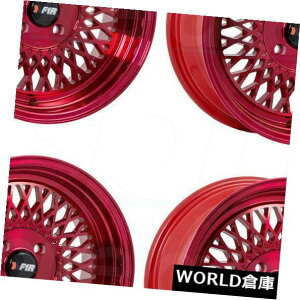 �C�O�A���z�C�[�� 15x8 F1R F01 4x100 25�}�V�����b�h�z�C�[�������Z�b�g�i4�j 15x8 F1R F01 4x100 25 Machine Red Wheels Rims Set(4) �y���s�A���i�z