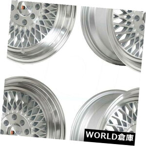 �C�O�A���z�C�[�� 15x8 F1R F01 4x100 / 4x114.3 25�}�V���V���o�[�|���b�V�����b�v�z�C�[�������Z�b�g�i4�j 15x8 F1R F01 4x100/4x114.3 25 Machine Silver Polish Lip Wheels Rims Set(4) �y���s�A���i�z
