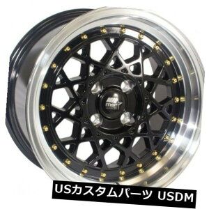 COAzC[ 15x8 MST Fiori 4x100 +20ubNi}VjObvzC[tji4Zbgj 15x8 MST Fiori 4x100 +20 Black w/Machined Lip Wheels (Set of 4)