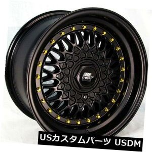COAzC[ 15x8 MST MT13 4x100 / 4x114.3 +20}bgubNw /S[hxbgzC[i4Zbgj 15x8 MST MT13 4x100/4x114.3 +20 Matte Black w/Gold Rivets Wheels (Set of 4)
