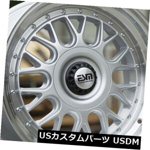 �C�O�A���z�C�[�� 17x8.5 ESM 004M 4x100 / 114.3 +20�V���o�[�A�@�B���H���b�v�z�C�[���t���i4�Z�b�g�j 17x8.5 ESM 004M 4x100/114.3 +20 Silver W/ Machined Lip Wheels (Set of 4) �y���s�A���i�z