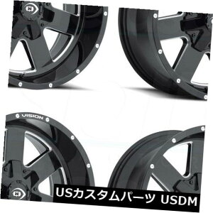 �C�O�A���z�C�[�� 20x10 Black Milled Wheels Vision 411 Arc 8x170 -25�i4�Z�b�g�j 20x10 Black Milled Wheels Vision 411 Arc 8x170 -25 (Set of 4) �y���s�A���i�z