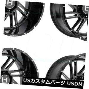�C�O�A���z�C�[�� 20x10�u���b�N�~���h�z�C�[��Hostile H110 Stryker 8x180 -19�i4�Z�b�g�j 20x10 Black Milled Wheels Hostile H110 Stryker 8x180 -19 (Set of 4)