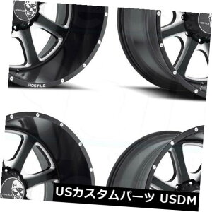 �C�O�A���z�C�[�� 20x9�u���b�N�~���h�z�C�[��Hostile H105 Exile 8x170 0�i4�Z�b�g�j 20x9 Black Milled Wheels Hostile H105 Exile 8x170 0 (Set of 4) �y���s�A���i�z