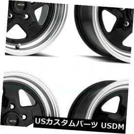 海外輸入ホイール 15x10ブラックポリッシュリップホイールVision 521 Nitro 5x114.3 -25（4個セット） 15x10 Black Polished Lip Wheels Vision 521 Nitro 5x114.3 -25 (Set of 4)