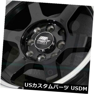 �C�O�A���z�C�[�� 15x8�u���b�N�}�V���h���b�v�z�C�[��MST�^�C���A�^�b�N4x100 / 4x114.3 0�i4�Z�b�g�j 15x8 Black Machined Lip Wheels MST Time Attack 4x100/4x114.3 0 (Set of 4) �y���s�A���i�z