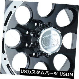 海外輸入ホイール 15x8ブラックマシンドリップホイールイオン174 5x114.3 -27（4個セット） 15x8 Black Machined Lip Wheels Ion 174 5x114.3 -27 (Set of 4)