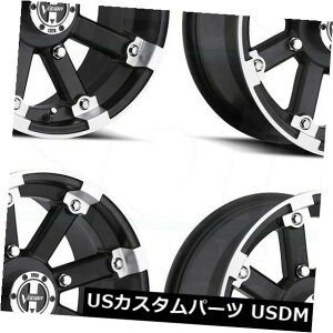 �C�O�A���z�C�[�� 12x8�u���b�N�}�V�j���O�z�C�[���r�W����ATV 393���b�N�A�E�g4x115 -10�i4�Z�b�g�j 12x8 Black Machined Wheels Vision ATV 393 Lockout 4x115 -10 (Set of 4) �y���s�A���i�z