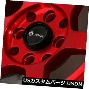 �C�O�A���z�C�[�� 15x8�L�����f�B���b�h�z�C�[��Vors TR7 4x100 / 4x114.3 0�i4�Z�b�g�j 15x8 Candy Red Wheels Vors TR7 4x100/4x114.3 0 (Set of 4) �y���s�A���i�z