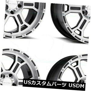 �C�O�A���z�C�[�� 16x8�u���b�N�}�V�j���O�z�C�[���r�W����372���v�^�[8x6.5 / 8x165.1 -6�i4�Z�b�g�j 16x8 Black Machined Wheels Vision 372 Raptor 8x6.5/8x165.1 -6 (Set of 4) �y���s�A���i�z