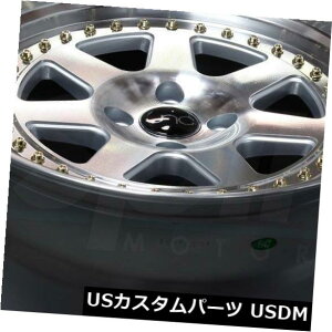 �C�O�A���z�C�[�� 17x8 / 17x9�V���o�[�}�V���̊�B �z�C�[��JNC 048 JNC048 4x100 30/25�i4�Z�b�g�j 17x8/17x9 Silver Machine Face. Wheels JNC 048 JNC048 4x100 30/25 (Set of 4)