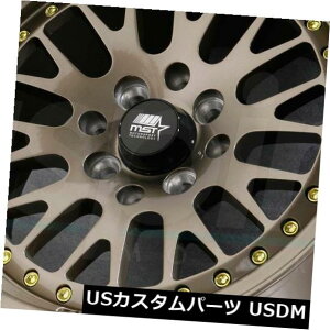 海外輸入ホイール ゴールドリベットホイール付き15x8ブロンズMST MT10 4x100 / 4x114.3 25(4個セット) 15x8 Bronze with Gold Rivets Wheels MST MT10 4x100/4x114.3 25 (Set of 4)