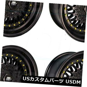 COAzC[ 4-V15C`MST MT13zC[15x8 4x100 / 4x108 20}bgubNS[hxbg 4-New 15" MST MT13 Wheels 15x8 4x100/4x108 20 Matte Black Gold Rivet Rims
