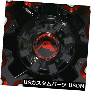 COAzC[ 4-V20 "AJ̃It[hA105zC[20x10 5x150 -24ubN~hbh 4-New 20" American Off-Road A105 Wheels 20x10 5x150 -24 Black Milled Red Rims