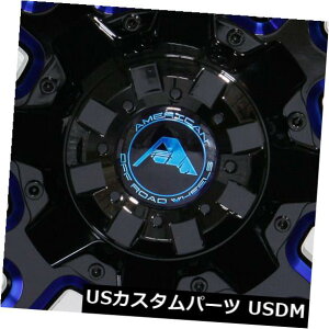 COAzC[ 4-V20 "AJ̃It[hA105zC[20x10 5x150 -24ubN~hu[ 4-New 20" American Off-Road A105 Wheels 20x10 5x150 -24 Black Milled Blue Rims