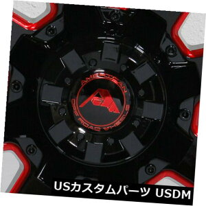 COAzC[ 4-V20 "AJ̃It[hA108zC[20x10 5x150 -24ubN~hbh 4-New 20" American Off-Road A108 Wheels 20x10 5x150 -24 Black Milled Red Rims