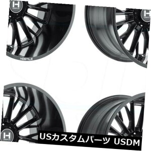 COAzC[ 4-V20 "GΓIH114t[[zC[20x12 5x5.5 / 5x139.7 -44tubN 4-New 20" Hostile H114 Fury Wheels 20x12 5x5.5/5x139.7 -44 Full Black Rims
