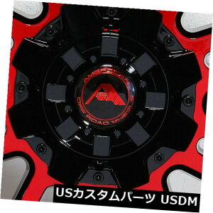 COAzC[ 4-V20 "AJ̃It[hA106zC[20x14 8x170 -76ubN}Vbh 4-New 20" American Off-Road A106 Wheels 20x14 8x170 -76 Black Machined Red Rims