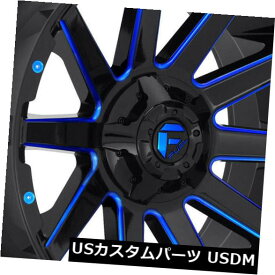 海外輸入ホイール 4-新しい24 "Fuel Contra D644ホイール24x12 5x5 / 5x5.5 -44ブラックブルーリム 4-New 24" Fuel Contra D644 Wheels 24x12 5x5/5x5.5 -44 Black Blue Rims