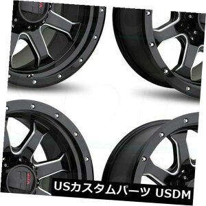 �C�O�A���z�C�[�� 20x9 Havok H105 5x5 / 5x127 -12�u���b�N�~���h�z�C�[�������Z�b�g�i4�j 20x9 Havok H105 5x5/5x127 -12 Black Milled Wheels Rims Set(4) �y���s�A���i�z