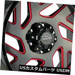 COAzC[ 20x10It[hX^[M19 6x5.5 / 6x139.7 -19ubN~hbhzC[Zbgi4j 20x10 Off-Road Monster M19 6x5.5/6x139.7 -19 Black Milled Red Wheels Rim Set(4)