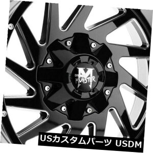 COAzC[ 20x9It[hX^[M12 6x135 / 6x5.5 0ubN~hzC[Zbgi4j 20x9 Off-Road Monster M12 6x135/6x5.5 0 Black Milled Wheels Rims Set(4)