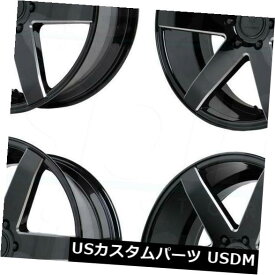 海外輸入ホイール 20x9 Verde V24 Invictus 6x5.5 31グロスブラックミルドホイールリムセット（4） 20x9 Verde V24 Invictus 6x5.5 31 Gloss Black Milled Wheels Rims Set(4)