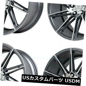 �C�O�A���z�C�[�� 20x9 / 20x10.5 Verde V25 Quantum 5x112 32/42�O���t�@�C�g���H�z�C�[�������Z�b�g�i4�j 20x9/20x10.5 Verde V25 Quantum 5x112 32/42 Graphite Machined Wheels Rims Set(4) �y���s�A���i�z