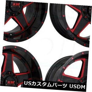 海外輸入ホイール 20x10 Xtreme Mudder XM315 5x5.5 / 5x150 -12グロスブラックレッドミルホイールセット(4) 20x10 Xtreme Mudder XM315 5x5.5/5x150 -12 Gloss Black Red Milled Wheels Set(4)
