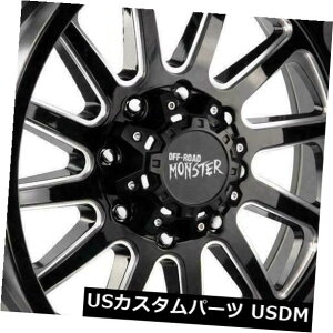 COAzC[ 20x10It[hX^[M17 5x150 -19ubN~hzC[Zbgi4j 20x10 Off-Road Monster M17 5x150 -19 Black Milled Wheels Rims Set(4)