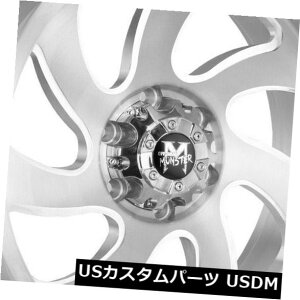 COAzC[ 20x10It[hX^[M07 8x6.5 / 8x165.1 -19Vo[uVzC[Zbgi4j 20x10 Off-Road Monster M07 8x6.5/8x165.1 -19 Silver Brushed Wheels Rims Set(4)