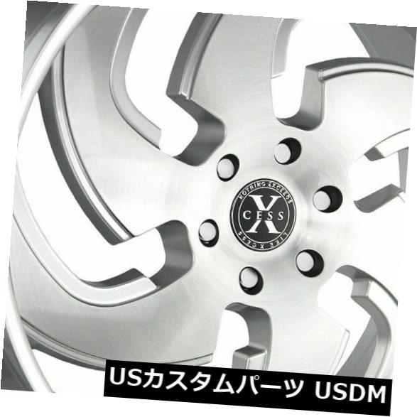 海外輸入ホイール 22x9 Xcess X03 5x115 15シルバーブラシホイールリムセット（4） 22x9 Xcess X03 5x115 15 Silver Brushed Wheels Rims Set(4)：カスタムパーツ WORLD倉庫