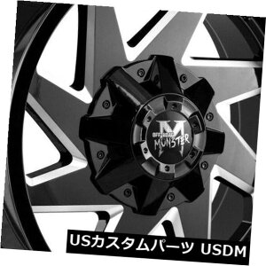 COAzC[ 20x10It[hX^[M09 5x5.5 / 5x150 -12ubN~hzC[Zbgi4j 20x10 Off-Road Monster M09 5x5.5/5x150 -12 Black Milled Wheels Rims Set(4)