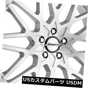 �C�O�A���z�C�[�� 22x9�V�t�gH32�t�H�[�~����5x114.3 38�V���o�[�u���V�z�C�[�������Z�b�g�i4�j 22x9 Shift H32 Formula 5x114.3 38 Silver Brushed Wheels Rims Set(4)