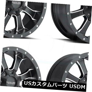 �C�O�A���z�C�[�� 20x9 Raceline 927M Mamba HD 6x4.5 / 6x5.5 18�u���b�N�~���h�z�C�[�������Z�b�g�i4�j 20x9 Raceline 927M Mamba HD 6x4.5/6x5.5 18 Black Milled Wheels Rims Set(4) �y���s�A���i�z