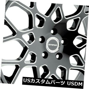 �C�O�A���z�C�[�� 22x9.5 Strada S59 Buca 6x5.5 / 6x139.7 24�u���b�N�~���h�z�C�[�������Z�b�g�i4�j 22x9.5 Strada S59 Buca 6x5.5/6x139.7 24 Black Milled Wheels Rims Set(4)