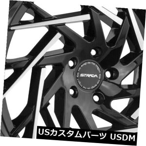 COAzC[ 22x9 Strada S64 Nido 5x114.3 35ubN}V`bvzC[Zbgi4j 22x9 Strada S64 Nido 5x114.3 35 Black Machine Tips Wheels Rims Set(4)