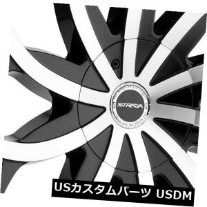 �C�O�A���z�C�[�� 22x9.5 Strada S61 Huracan 5x115 / 5x120 15�u���b�N�}�V���z�C�[�������Z�b�g�i4�j 22x9.5 Strada S61 Huracan 5x115/5x120 15 Black Machine Wheels Rims Set(4) �y���s�A���i�z