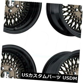 海外輸入ホイール 16x9クラッチSL1 4x100 18ブロンズグロスブラックリップホイールリムセット（4） 16x9 Klutch SL1 4x100 18 Bronze Gloss Black Lip Wheel Rim set(4)