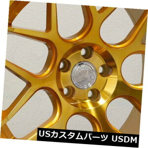 海外輸入ホイール 19x8.5 Aodhan LS002 LS2 5x108 35ゴールド加工フェイスホイールリムセット(4) 19x8.5 Aodhan LS002 LS2 5x108 35 Gold Machined Face Wheels Rims Set(4)