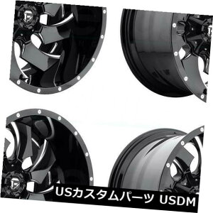 �C�O�A���z�C�[�� 22x14�t���[�G���N���[�o�[D239 8x6.5 / 8x165.1 -70�u���b�N�~���h�z�C�[�������Z�b�g�i4�j 22x14 Fuel Cleaver D239 8x6.5/8x165.1 -70 Black Milled Wheels Rims Set(4) �y���s�A���i�z