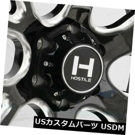 海外輸入ホイール 24x14敵対的なH113レイジ8x180 -76ブラックミルドホイールリムセット（4） 24x14 Hostile H113 Rage 8x180 -76 Black Milled Wheels Rims Set(4)
