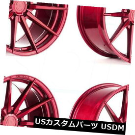 海外輸入ホイール 20x10 / 20x12 Rohana RF1 5x114.3 25/22レッドホイールリムセット（4） 20x10/20x12 Rohana RF1 5x114.3 25/22 Red Wheels Rims Set(4)