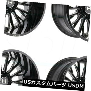 �C�O�A���z�C�[�� 22x14�G�ΓI��H114�t���[���[8x6.5 / 8x165.1 -76�u���b�N�~���h�z�C�[�������Z�b�g�i4�j 22x14 Hostile H114 Fury 8x6.5/8x165.1 -76 Black Milled Wheels Rims Set(4) �y���s�A���i�z
