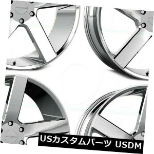 �C�O�A���z�C�[�� 24x9.5 Milanni 472�X�C�b�`�o�b�N6x5.5 / 6x139.7 30�N���[���z�C�[�������Z�b�g�i4�j 24x9.5 Milanni 472 Switchback 6x5.5/6x139.7 30 Chrome Wheels Rims Set(4) �y���s�A���i�z