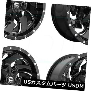 �C�O�A���z�C�[�� 20x8.25�t���[�G���N���[�o�[D574 8x6.5 / 8x165.1 -240�u���b�N�~���h�z�C�[�������Z�b�g�i4�j 20x8.25 Fuel Cleaver D574 8x6.5/8x165.1 -240 Black Milled Wheels Rims Set(4) �y���s�A���i�z